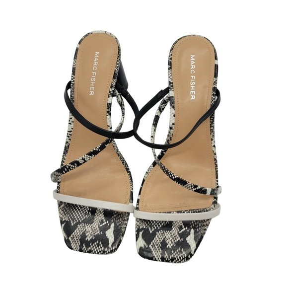 Marc Fisher Aliana snake print strappy square toe heels Size 8.5 - Picture 1 of 9